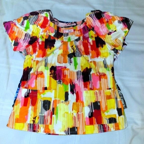 koi Tops Koi Demi Scrub Top W Multicolor Paint Strokes Sm Poshmark